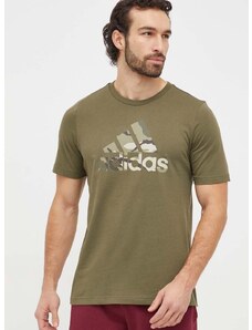 adidas pamut póló zöld, férfi, nyomott mintás, IR5830