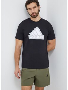 adidas pamut póló fekete, férfi, nyomott mintás, IS2855