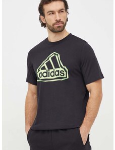 adidas pamut póló fekete, férfi, nyomott mintás, IM8300