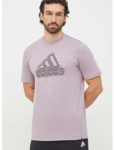 adidas pamut póló lila, férfi, nyomott mintás, IN6270