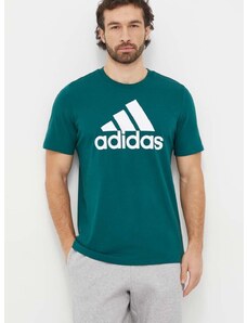 adidas pamut póló zöld, férfi, nyomott mintás, IS1300