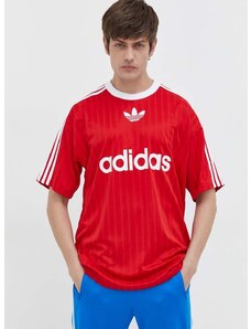adidas Originals t-shirt Adicolor Poly Tee piros, férfi, nyomott mintás, IM9458