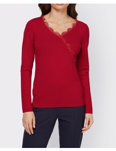 Ashley Brooke by Heine piros csipkés pulóver