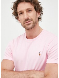 Polo Ralph Lauren pamut póló rózsaszín, sima