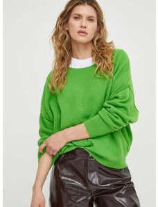 American Vintage gyapjúkeverék pulóver könnyű, női, zöld