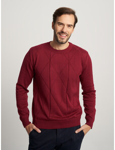 Willsoor Férfi elegáns pulóver bordó színben, geometrikus mintával 16066