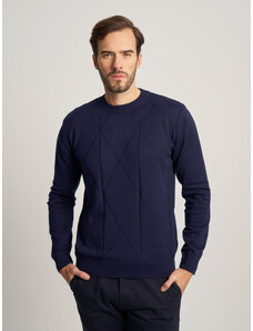 Willsoor Férfi elegáns pulóver sötétkék színben, geometrikus mintával 16067