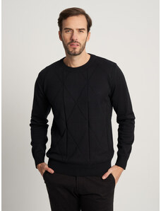 Willsoor Férfi elegáns fekete pulóver geometrikus mintával 16068