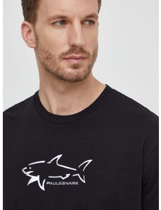 Paul&Shark pamut póló fekete, férfi, nyomott mintás, 23411198