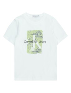 Calvin Klein Jeans Póló 'SECOND SKIN' világoszöld / fekete / fehér