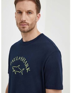Paul&Shark pamut póló sötétkék, férfi, nyomott mintás, 24411057