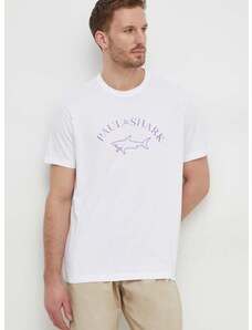 Paul&Shark pamut póló fehér, férfi, nyomott mintás, 24411057