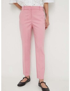 Liviana Conti nadrág vászonkeverékből rózsaszín, magas derekú cigaretta fazonú