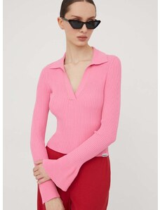 HUGO pulóver könnyű, női, rózsaszín