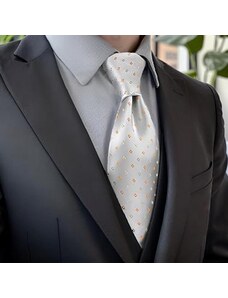 ÚRIDIVAT Extra hosszú nyakkendő szett (ezüst, mintás)