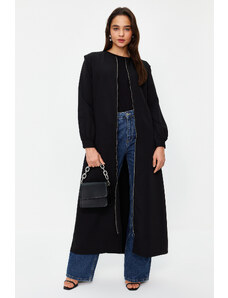 Trendyol Black teljes hosszúságú cipzáras krepp Cape Maxi ruha