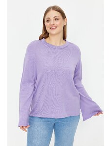 Trendyol Curve lila spanyol ujjú kötöttáru pulóver