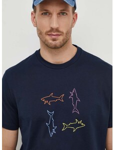 Paul&Shark pamut póló sötétkék, férfi, nyomott mintás, 24411088