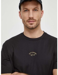 Paul&Shark pamut póló fekete, férfi, nyomott mintás, 24411033