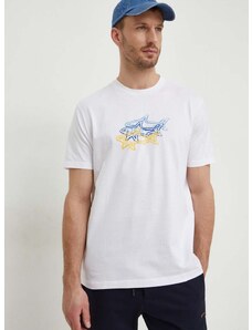 Paul&Shark pamut póló fehér, férfi, nyomott mintás, 24411041