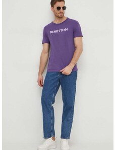 United Colors of Benetton pamut póló lila, férfi, nyomott mintás