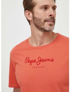 Pepe Jeans pamut póló Eggo narancssárga, férfi, nyomott mintás