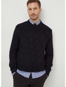 BOSS gyapjú pulóver könnyű, férfi, fekete