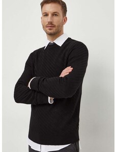 BOSS gyapjú pulóver könnyű, férfi, fekete