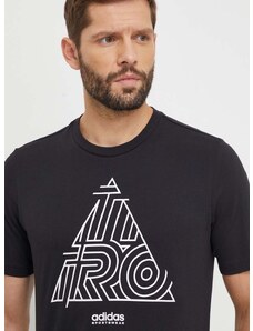 adidas pamut póló TIRO fekete, férfi, nyomott mintás, IS2877