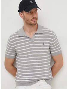 Polo Ralph Lauren póló vászonkeverékből szürke, mintás
