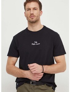 Polo Ralph Lauren pamut póló fekete, férfi, sima