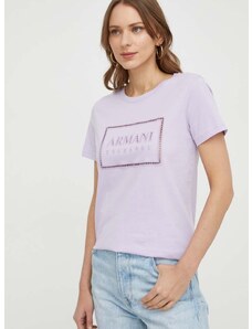 Armani Exchange pamut póló női, lila