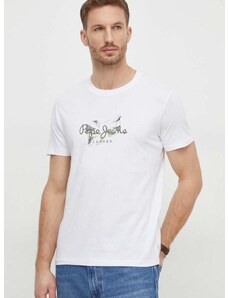 Pepe Jeans pamut póló Count fehér, férfi, nyomott mintás