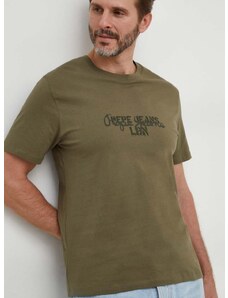 Pepe Jeans pamut póló Chris zöld, férfi, nyomott mintás