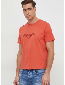 Pepe Jeans pamut póló Chris narancssárga, férfi, nyomott mintás