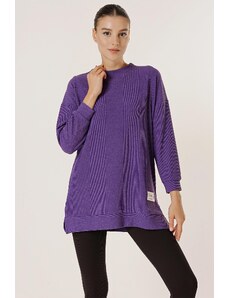 By Saygı Side Slit Knitted Tunic Blouse