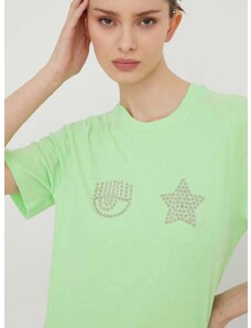 Chiara Ferragni pamut póló EYE STAR női, zöld, 76CBHG01