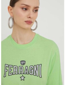 Chiara Ferragni pamut póló STRETCH női, zöld, 76CBHC02