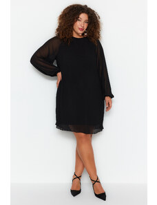 Trendyol Curve Black egyenes szabású/váltós mini szőtt ruha