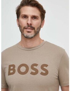 Boss Orange BOSS pamut póló BOSS CASUAL barna, férfi, nyomott mintás