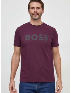 Boss Orange BOSS pamut póló BOSS CASUAL lila, férfi, nyomott mintás