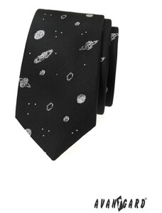 Avantgard Fekete keskeny nyakkendő bolygókkal