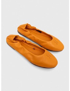 Tommy Hilfiger bőr balerina cipő TH ELEVATED ELASTIC BALLERINA narancssárga, FW0FW07882