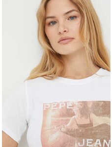 Pepe Jeans pamut póló HIGI női, fehér