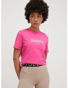 Guess pamut póló ELEANORA női, rózsaszín, V4RI10 K8HM4