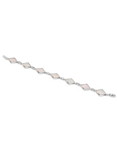 Ékszerkirály Ezüst karkötő, modern vonalú rombusz kristályokkal, 19,5 cm