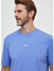 BOSS t-shirt BOSS ORANGE lila, férfi, sima
