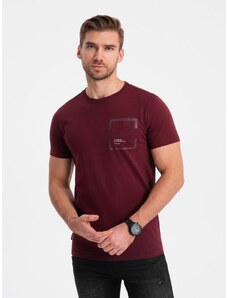 Ombre Clothing Men's cotton t-shirt with pocket - maroon V2 OM-TSPT-0154