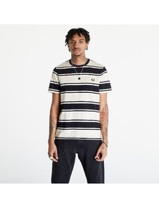 Férfi póló FRED PERRY Bold Stripe T-Shirt Oatmeal/ Ecru/ Black