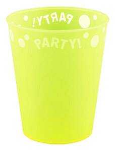 Party Yellow Fluorescent, Sárga micro prémium műanyag pohár 250 ml